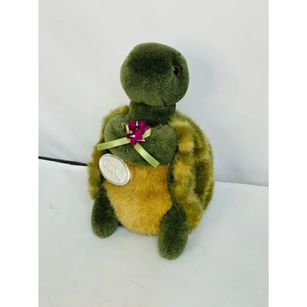 Gund Whiz Turtle Plush Stuffed Animal Holding Flowers 1987